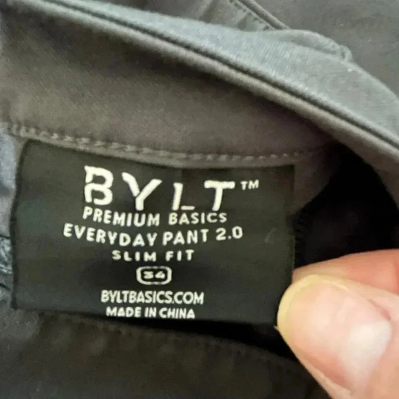 BYLT Everyday Pant 2.0 Sz 34x30 Dark charcoal gray Slim Fit Tapered  Zip Pocket - Picture 4 of 7